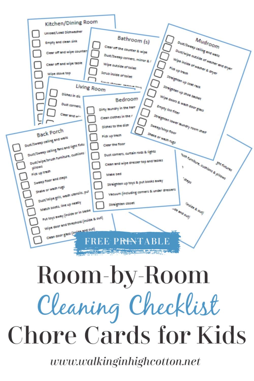 Get your child involved with the housework with these FREE Cleaning Checklist Chore Cards! #fhdhomeschoolers #freehomeschooldeals #cleaningchecklists #houseworkhelp #hsmoms