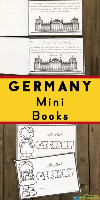 FREE Printable Book on Germany. #freehomeschooldeals #fhdhomeschoolers #Germanyprintable #Germanybook #Germanyminibook