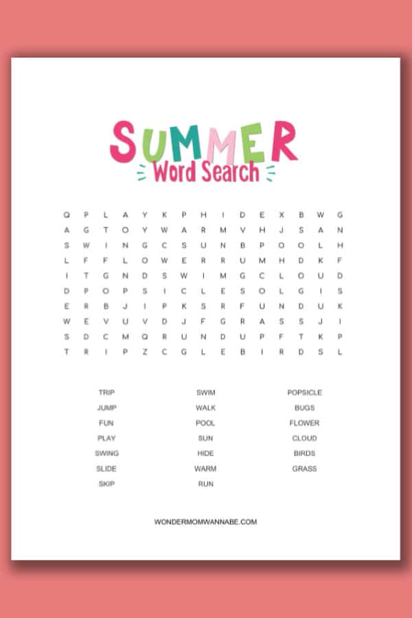 Keep your children's minds busy over the break with this FREE Summer Word Search! #fhdhomeschooler #freehomeschooldeals #summeractivities #wordsearch #hsmoms