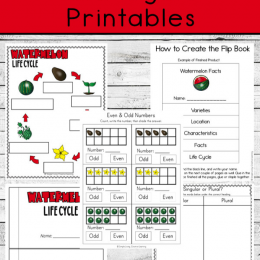 FREE Watermelon Life Cycle Printables. #freehomeschooldeals #fhdhomeschoolers #watermelonlifecycle #watermelonprintables