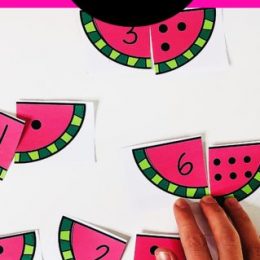 FREE Watermelon Number Puzzles. #freehomeschooldeals #fhdhomeschoolers #watermelonprintables #countingpuzzles #watermelonpuzzles