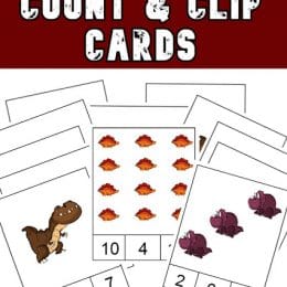 FREE Dinosaur Count and Clip Cards. #freehomeschooldeals #fhdhomeschoolers #dinosaurclipcards #dinosaurprintables #countandclipcards #countingprintables #mathclipcards