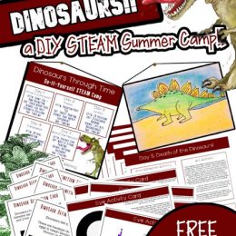 FREE DIY STEAM Dinosaur Summer Camp. #freehomeschooldeals #fhdhomeschoolers #dinosaursummercamp #summercamp #STEAMdinosauractivity