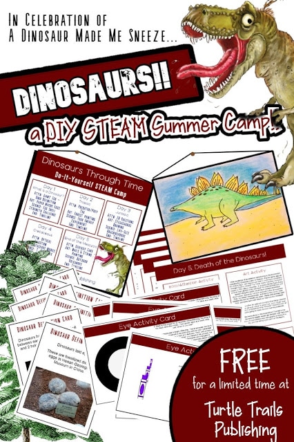 FREE DIY STEAM Dinosaur Summer Camp. #freehomeschooldeals #fhdhomeschoolers #dinosaursummercamp #summercamp #STEAMdinosauractivity