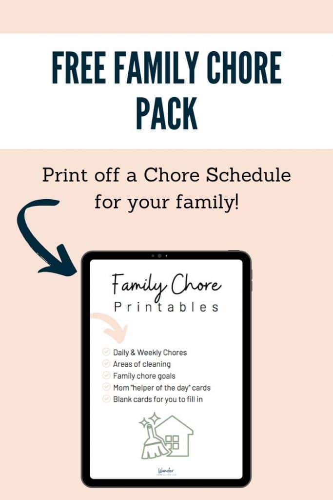 FREE Family Chore Printable Pack. #freehomeschooldeals #fhdhomeschoolers #chorepackprintables #familychorepack