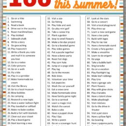 Sample page view of 100 Things to Do this Summer Printable List