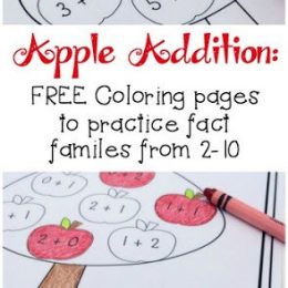 Apple Addition FREE Coloring Pages. #freehomeschooldeals #fhdhomeschoolers #appleaddition #appleprintables #additionprintables #appletheme