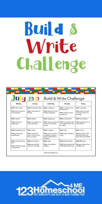 July Lego Build & Write Challenge. #freehomeschooldeals #fhdhomeschoolers #Legochallenge #Legowritingchallenge #buildandwritechallenge #Julywritingchallenge