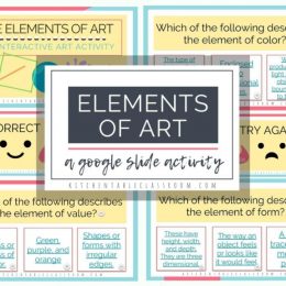 FREE Elements of Art Google Slides. #freehomeschooldeals #fhdhomeschoolers #elementsofart #artGoogleslides #interactiveGoogleslides