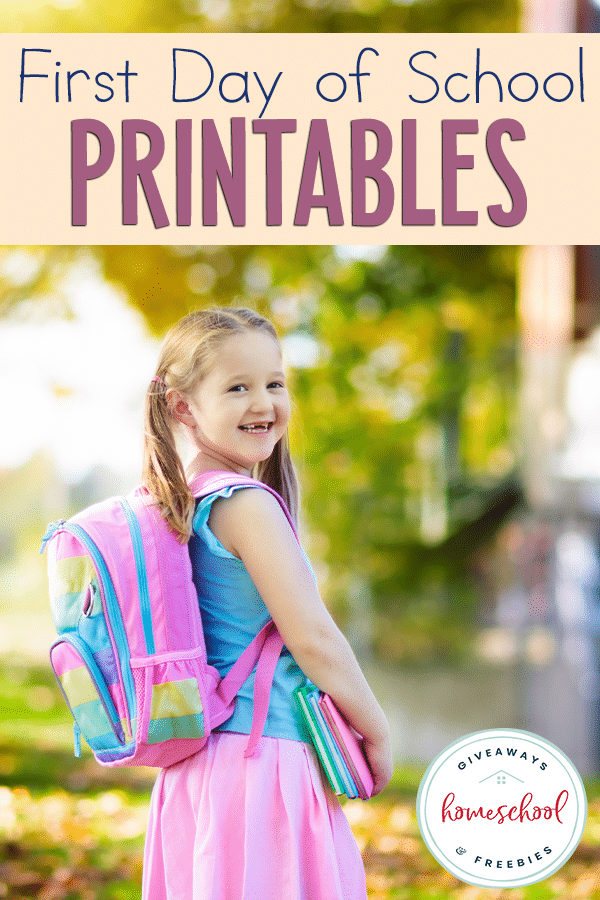 FREE Printables for the First Day of School. #freehomeschooldeals #fhdhomeschoolers #firstdayofschool #firstdayprintables