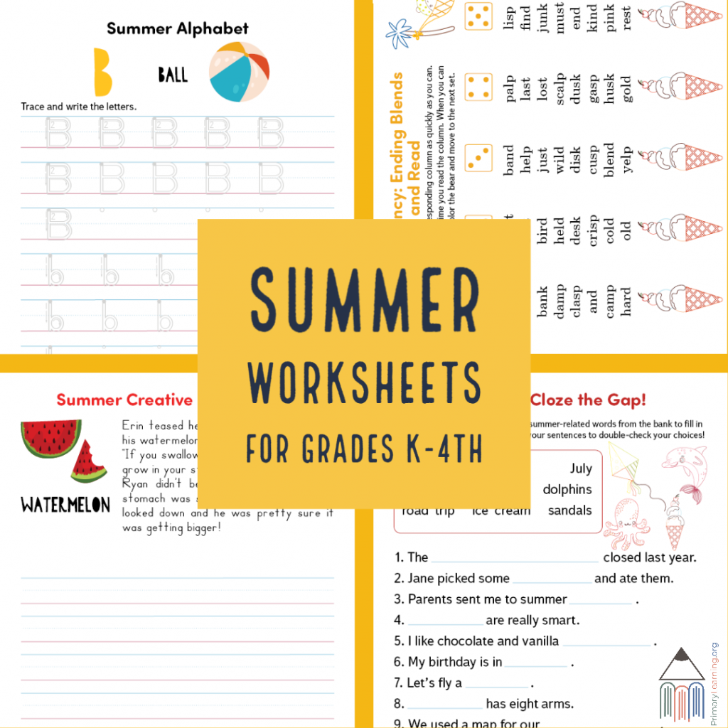 sample pages of summer worksheets