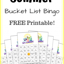 FREE Summer Bucket List Bingo Printable. #freehomeschooldeals #fhdhomeschoolers #summerbucketlist #bucketlistbingo