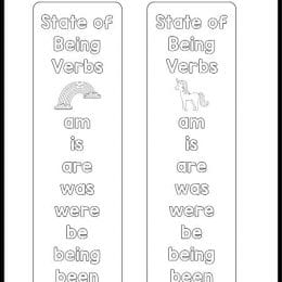 FREE State of Being Verbs Unicorn Bookmarks. #freehomeschooldeals #fhdhomeschoolers #unicornbookmarks #stateofbeingverbs #verbsresources