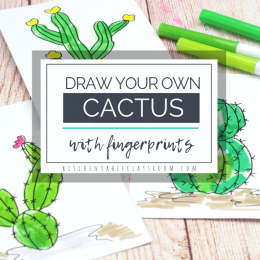 Make Your Own Cactus Drawing Art Activity. #freehomeschooldeals #fhdhomeschoolers #cactusdrawingactivity #drawyourowncactus #cactusfingerprintsdrawing