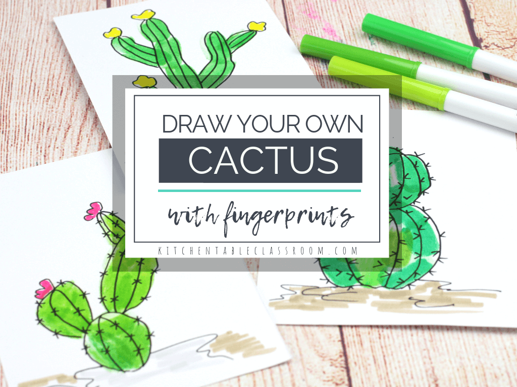 Make Your Own Cactus Drawing Art Activity. #freehomeschooldeals #fhdhomeschoolers #cactusdrawingactivity #drawyourowncactus #cactusfingerprintsdrawing