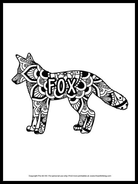 FREE Fox Mandala Coloring Page. #freehomeschooldeals #fhdhomeschoolers #mandalacoloringpage #foxmandala #foxcoloringpage

