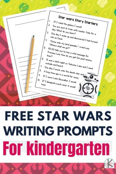 Kindergarten Star Wars FREE Writing Prompts. #freehomeschooldeals #fhdhomeschoolers #StarWarswritingprompts #writingprompts #kindergartenwritingprompts #StarWarsresources