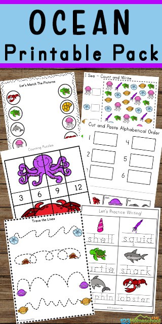 FREE Printable Ocean Pack. #freehomeschooldeals #fhdhomeschoolers #oceanprintables #oceanresources #oceankidspack