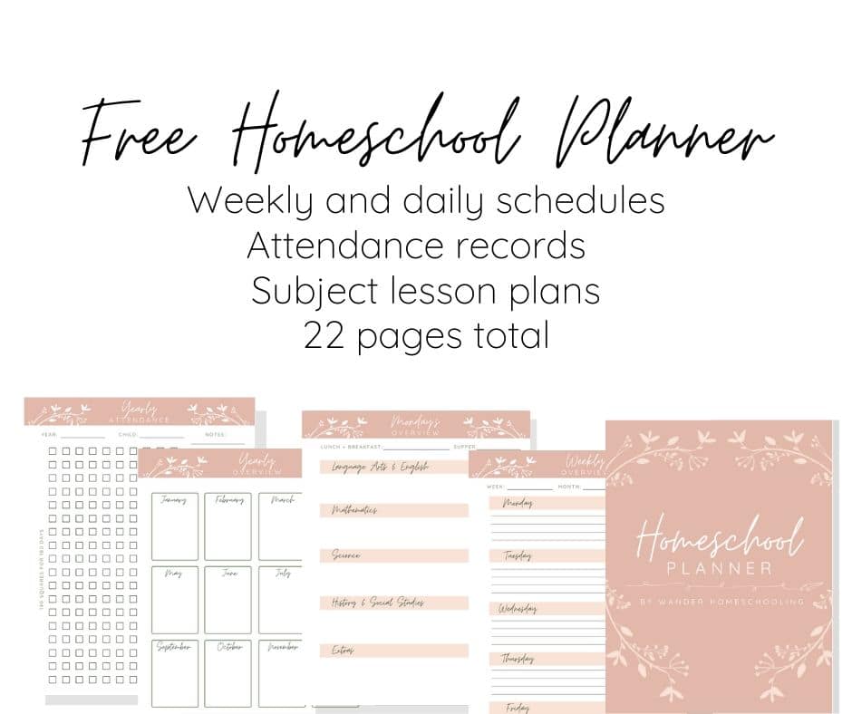 FREE Printable Homeschool Planner. #freehomeschooldeals #fhdhomeschoolers #printablehomeschoolplanner #homeschoolplanner