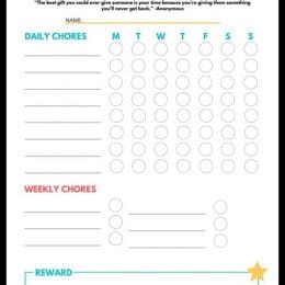 FREE Printable Kids Chore Chart. #freehomeschooldeals #fhdhomeschoolers #printablechorechart #chorechartforkids #chorechart