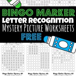 FREE Printable Letter Recognition worksheets. #freehomeschooldeals #fhdhomeschoolers #letterrecognitionworksheets #alphabetrecognition #alphabetworksheets #bingomarkerworksheets#letterrecognitionactivities