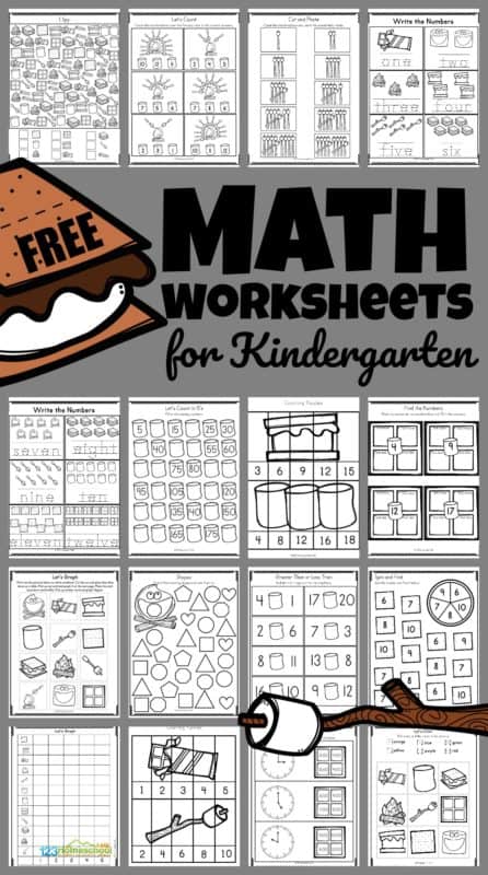 FREE Smores Math Worksheets. #freehomeschooldeals #fhdhomeschoolers #Smoresthemedmath #mathworksheets #Smoresworksheets #kindergartenmath