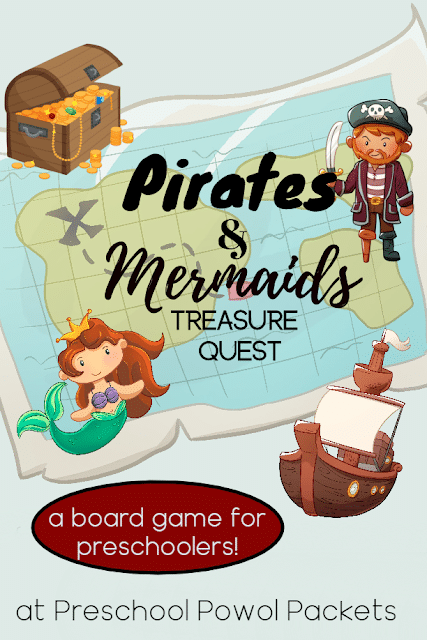 FREE Pirates and Mermaids Board Game. #freehomeschooldeals #fhdhomeschoolers #pirateboardgames #mermaidboardgames #preschoolboardgame #boardgamesforkids

