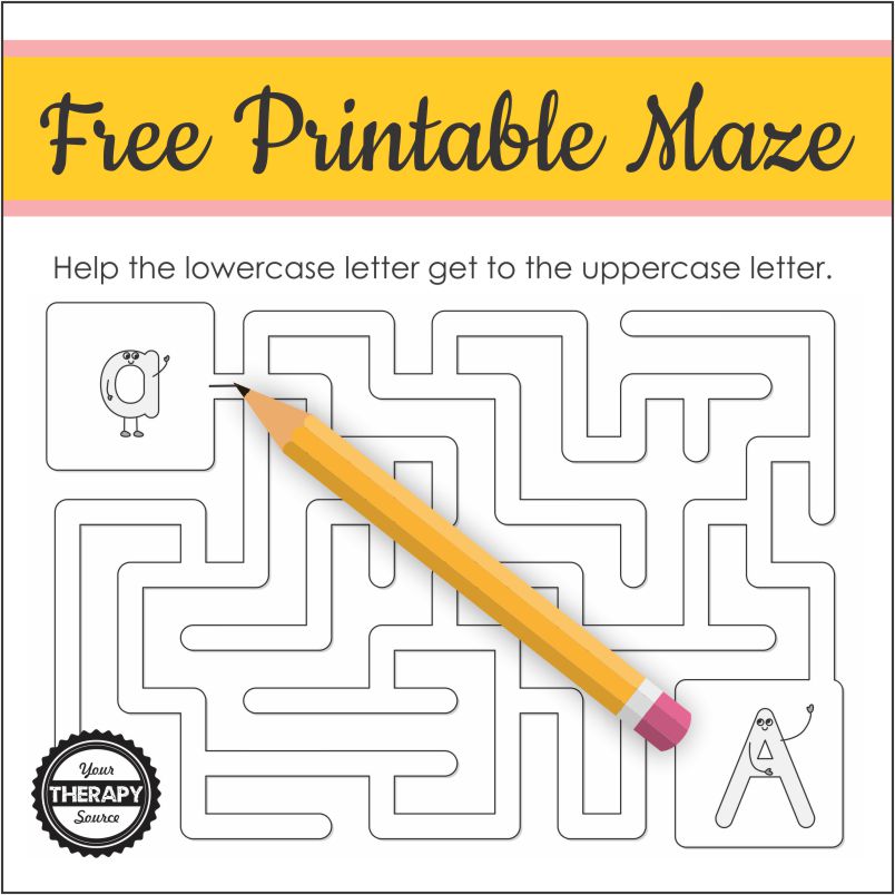 FREE Printable Letter A Maze. #freehomeschooldeals #fhdhomeschoolers #easymazes #letterAmaze #letterAprintablemaze