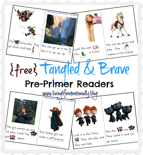 FREE Brave and Tangled Sight Word Readers. #freehomeschooldeals #fhdhomeschoolers #Tangledreader #Bravereader #sightwordreader #sightwordresource