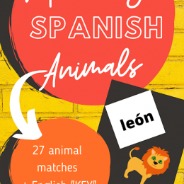 FREE Spanish Animals Matching Game. #freehomeschooldeals #fhdhomeschoolers #Spanishanimals #animalmatchingame #Spanishanimalnames #Spanishmatchingcards