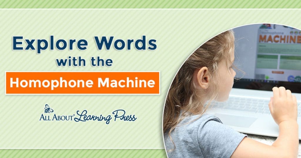 young girl playing "Homophone Machine" computer game