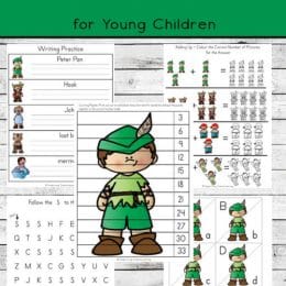Peter Pan FREE Printable Activities. #PeterPanprintables #mathprintables #literacyprintables #mathandliteracy #Peterpanthemeprintables #fhdhomeschoolers #freehomeschooldeals
