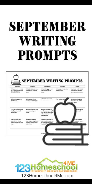 FREE September Writing Prompts. #freehomeschooldeals #fhdhomeschoolers #Septemberwritingprompts #writingprompts #Septemberprintable #writingpromptcalendar