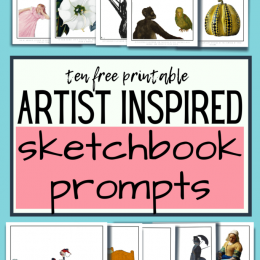 FREE Artist-Inspired Sketchbook Prompts. #freehomeschooldeals #fhdhomeschoolers #artistinspiredprompts #artistsketchbookprompts #sketchbookprompts #artistprintables