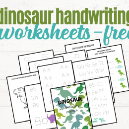 FREE Preschool Dinosaur Handwriting Worksheets. #freehomeschooldeals #fhdhomeschoolers #dinosaurhandwritingsheets #handwritingworksheets #dinosaurthemed #handwritingprintables