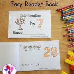 Skip Counting by 7 FREE Fall Easy Reader. #freehomeschooldeals #fhdhomeschoolers #skipcounting #countingby7 #treeeasyreaderbook