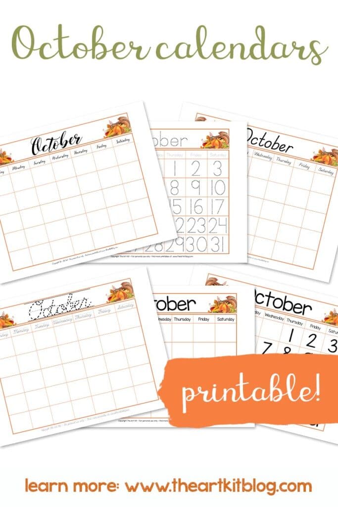 FREE October Printable Calendars | Free Homeschool Deals