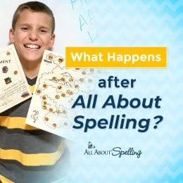 child holding spelling certificates - overlay: What Happens After All About Spelling?