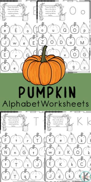 FREE Printable Kindergarten Pumpkin Worksheets. #kindergartenletterworksheets #pumpkinworksheets #fallkindergartenworksheets #freehomeschooldeals #fhdhomeschoolers