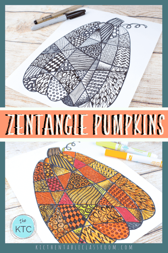 FREE Zentangle Pumpkin Drawing. #freehomeschooldeals #fhdhomeschoolers #zentanglepumpkindrawing