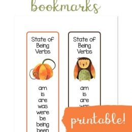 State of Being Verbs FREE Fall Bookmarks