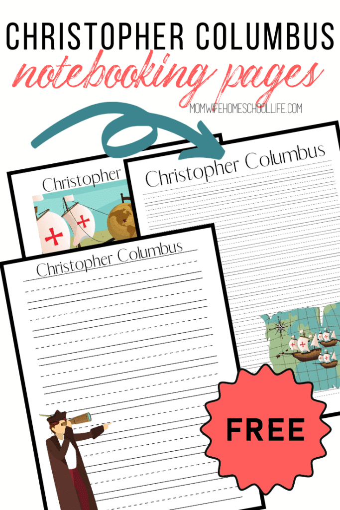 FREE Christopher Columbus Notebooking Pages. #freehomeschooldeals #fhdhomeschoolers #ChristopherColumbuspages #ColumbusDaypages #notebookingpages 