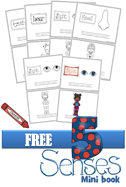 Five Senses Science Mini Book. #fivesensesforpreschool #minibookprintable #scienceforpreschool #freehomeschooldeals #fhdhomeschoolers