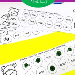 FREE CVC Rhyming Words Activity. #freecvcworksheet #freecvcrhymeprintable #rhymingkindergartenworksheet #freehomeschooldeals #fhdhomeschoolers