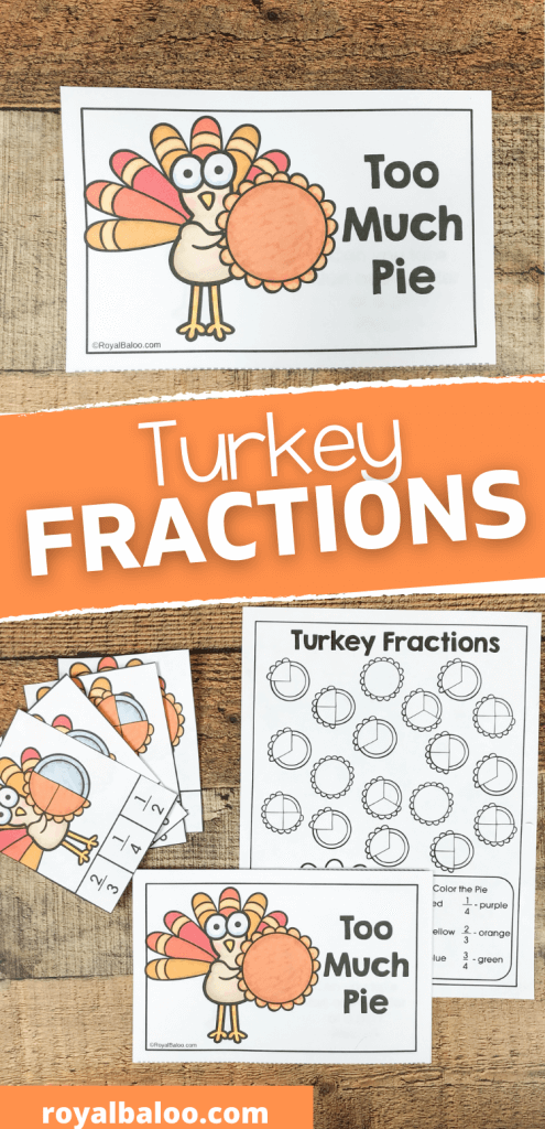 Turkey Fractions Activity Booklet. #freefractionspages #fractionsworksheets #fractionpracticesheets #freehomeschooldeals #fhdhomeschoolers