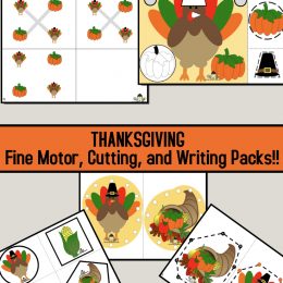 Free Thanksgiving Fine Motor, Cutting, and Writing Printables! #freehomeschooldeals #fhdhomeschoolers #Thanksgivingprintables