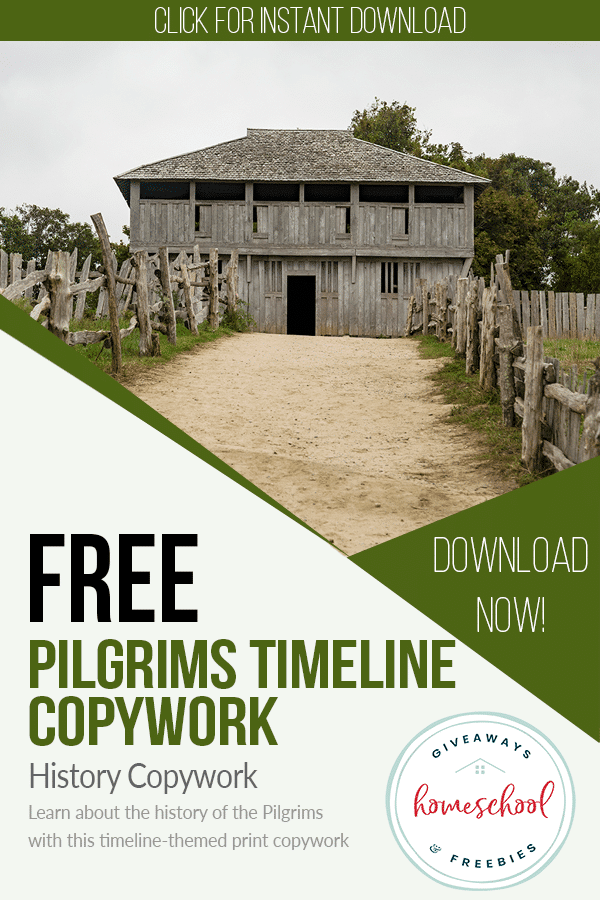 Free Pilgrims Timeline Copywork Pages. #freecopyworkpages #historycopywork #pilgrimscopywork #freehomeschooldeals #fhdhomeschoolers