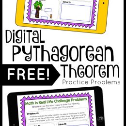 Pythagorean Theorem Digital Practice Problems. #pythagoreantheorem #geometrypracticeproblems #geometryhelp #freehomeschooldeals #fhdhomeschoolers