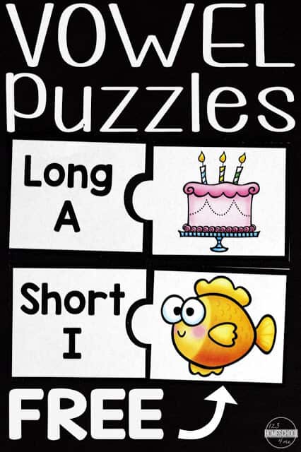 Vowel Sounds Printable Puzzles. #vowelsoundsgame #vowelsoundspractice #longandshortvowels #freehomeschooldeals #fhdhomeschoolers