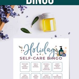 Holiday Self-Care Bingo Printable. #selfcareformoms #selfcareideas #freeselfcareprintable #freehomeschooldeals #fhdhomeschoolers